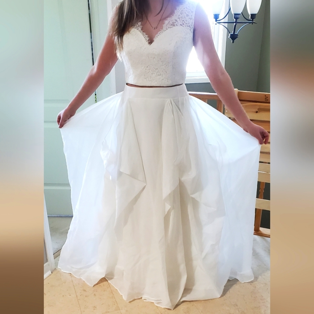 XS/S Wedding/Prom/Grad/Formal ivory dress as top/skirt